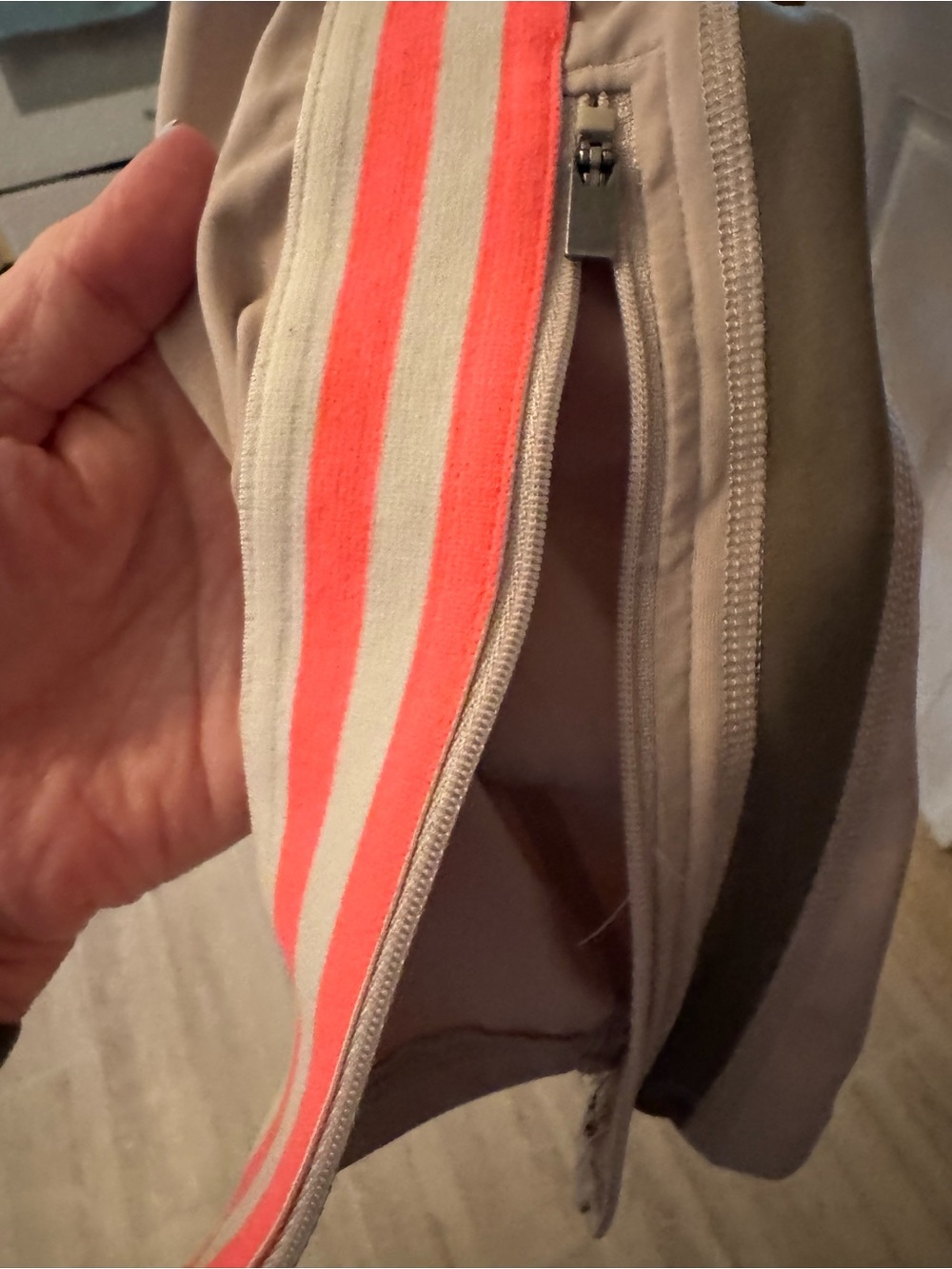 Free People Beige Leggings with Coral Stitching Accents - Picture 3 of 8
